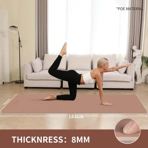 Miniatura 3 de Tapete de yoga extra grueso de 0.315 pulgadas, 72 x 28 pulgadas, tapete de ejercicio antideslizante, reversible de 2 lados de doble