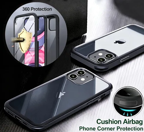 Miniatura 5 de Funda para iPhone 11 con protector de pantalla [vidrio templado 9H integrado], protección de cuerpo completo 360 de doble capa protectora