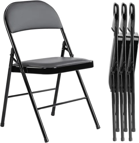 Miniatura 9 de Juego de 2 sillas plegables acolchadas de acrílico apilables portátiles con cojín para actividades al aire libre, reuniones en interiores, salas