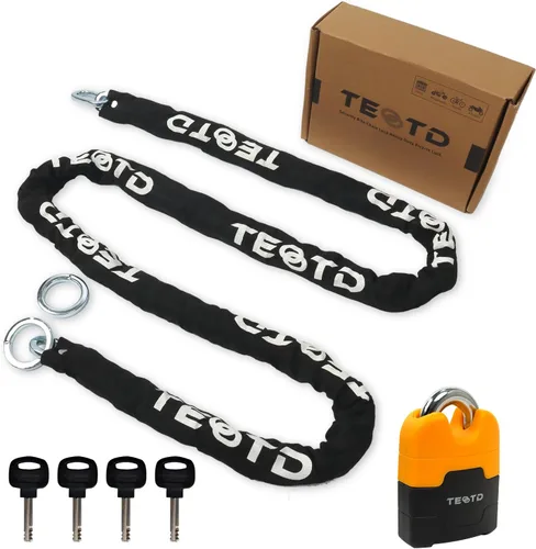 Miniatura 9 de Candado de cadena antirrobo de alta resistencia para motocicleta, 3 pies de largo, cadena de 0.394 in de grosor con cerradura de color brillante, 4