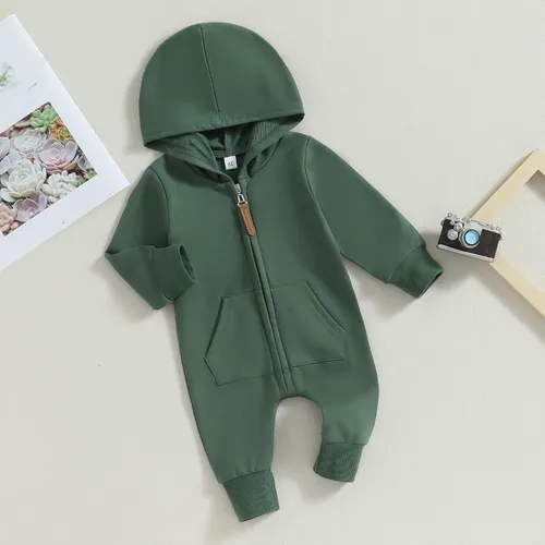 Miniatura 3 de KtwHarnu Ropa de bebé recién nacido, con capucha, de manga larga, con cremallera, para otoño e invierno