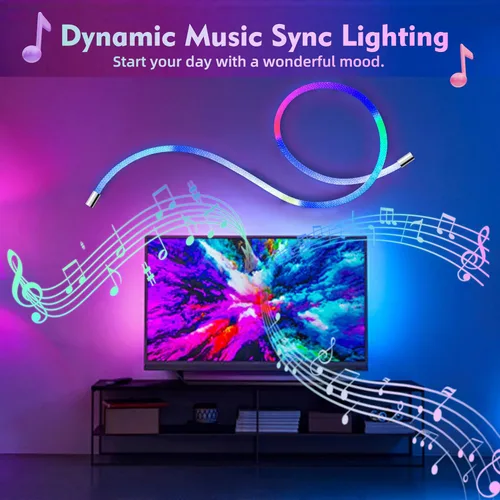Miniatura 3 de Luces de cuerda LED de neón de 6.56 pies, luces impermeables con sincronización de música con control remoto y APP, alimentadas por USB, iluminación