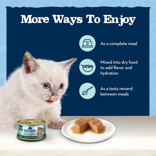 Miniatura 7 de Blue Buffalo Baby Blue - Alimento húmedo natural sin granos para gatitos, fórmula de crecimiento saludable con DHA, paté de pollo alto en proteínas