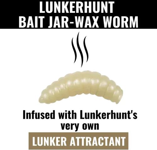 Miniatura 2 de LUNKERHUNT Tarro de cebo de pesca con atractivo único Gusanos de cera duraderos para lubina de pesca, cebo suave, gusanos realistas, señuelos