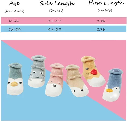 Miniatura 7 de Calcetines de bebé con agarre antideslizantes para niñas y niños pequeños calcetines de algodón para tobillo
