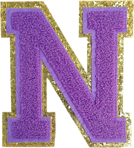 Miniatura 48 de GYGYL - 3 parches de letras deportivas de felpilla con purpurina, parches para planchar de tamaño grande para decoración de disfraces