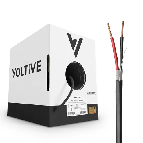 Miniatura 39 de Voltive Cable de altavoz 10/2, CL3 en pared y entierro directo, negro, 100 pies - 10 AWG, 2 conductores, cobre trenzado sin oxígeno, listado UL