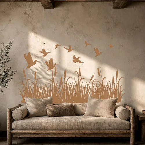 Miniatura 5 de Vinilo adhesivo para pared, diseño de patos de caza, prado, hierba, naturaleza, mural, decoración grande (g3785), color negro