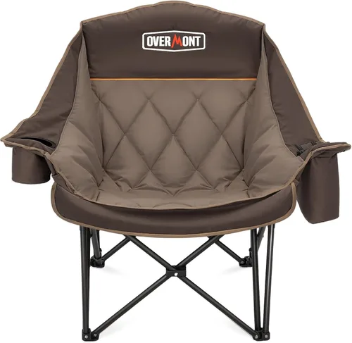 Miniatura 15 de Overmont Silla de camping XL extragrande para adultos - Soporte de 204 kg, silla plegable acolchada de alta resistencia con bolsillo lateral, Azul