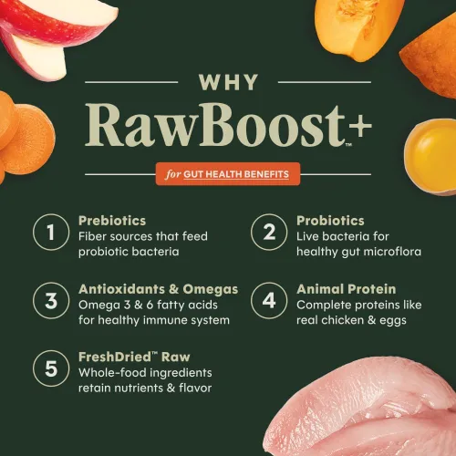 Miniatura 2 de Instinct Raw Boost Gut Health, alimento seco natural para perros con trozos liofilizados, receta sin granos, pollo real, bolsa de 3.5 libras