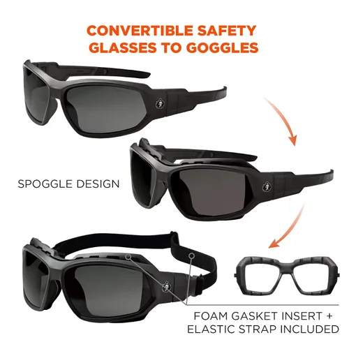Miniatura 4 de Ergodyne Skullerz Loki Spoggles Gafas de Seguridad Convertibles Antiarañazos - Incluye Junta y Correa para Convertir a Gafas Protectoras, Antivaho