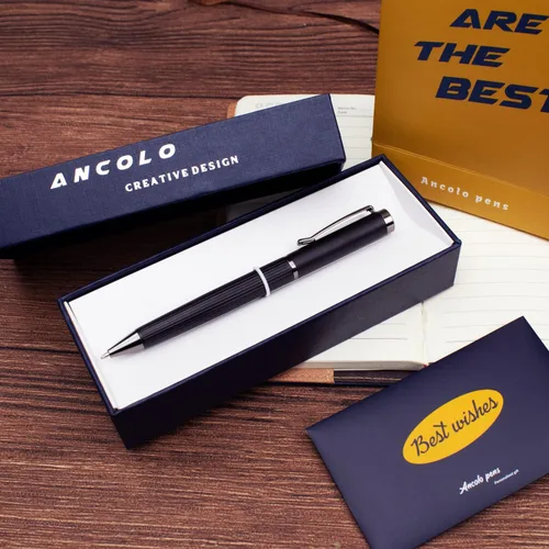 Miniatura 2 de Ancolo Juego de bolígrafos personalizados de regalo de oficina con 2 recambios negros y bonita caja de bolígrafos grabada con tus nombres