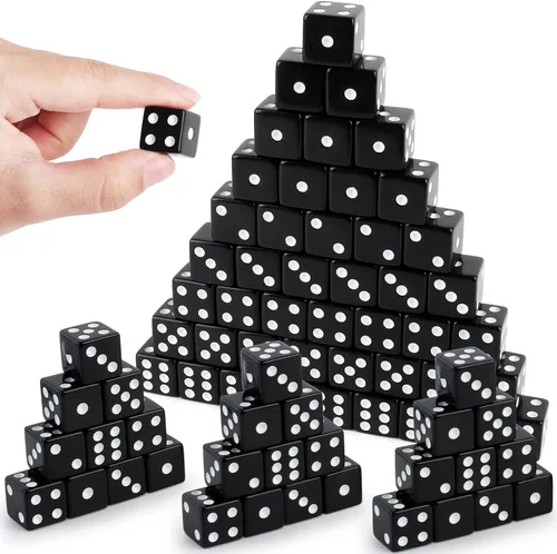 Juego de 100 dados de casino estándar de 0.631 pulgadas, juego de dados acrílicos a granel de 6 caras para actividades de mesa, juegos temáticos de