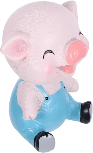 Miniatura 3 de EXCEART Adorno de cerdo con forma de cabeza de bobblehead, decoración de cerdito tembloroso para tablero de instrumentos de automóvil, escritorio