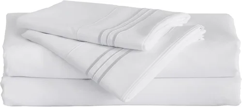 Miniatura 8 de Furinno Angeland Vienne - Juego de sábanas y fundas de almohada de microfibra, 4 unidades, tamaño King, color gris 2-Gris