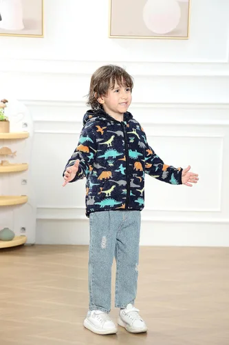 Miniatura 4 de Feidoog - Chaqueta de vellón polar con capucha, de manga larga, gruesa, cálida y resistente, para bebé o niños pequeños, para otoño o invierno