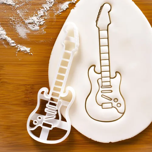 Miniatura 3 de Juego de 3 cortadores de galletas de guitarra (diseños: acústico, eléctrico, bajo), 3 piezas - Bakerlogy