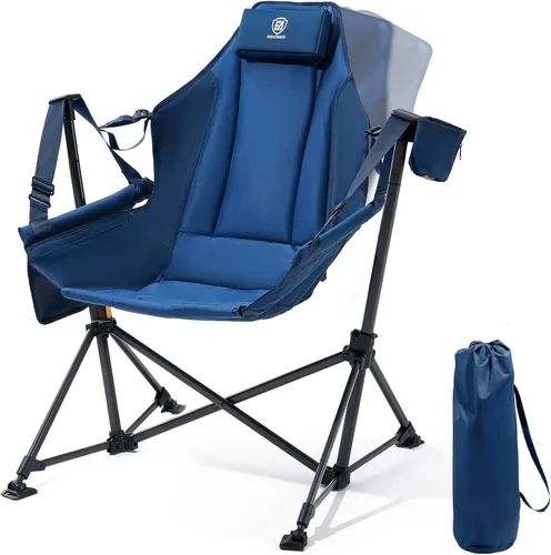 Miniatura 11 de EVER ADVANCED Hamaca acolchada de gran tamaño, silla columpio compacta y resistente con múltiples bolsillos de almacenamiento, silla mecedora