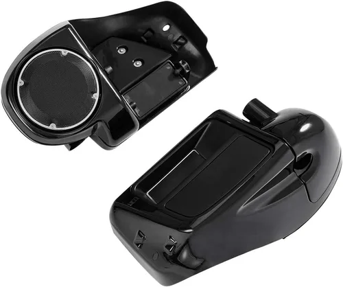 XMT-MOTO Carenado inferior ventilado negro brillante con caja de altavoz de 16.5 cm para Harley Touring Road King FLHR Road Glide FLTRX Street Glide
