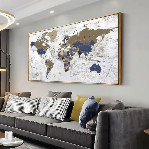 Miniatura 13 de ZEYDRT Lienzo decorativo para pared, mapa de pared, para oficina, sala de estar, decoración del hogar, mapa mundial, lienzo, decoración de pared