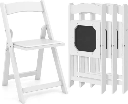 Miniatura 10 de Giantex Juego de 4 sillas plegables, sillas de comedor de madera, sillas plegables acolchadas con respaldo, sillas laterales apilables