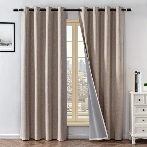Miniatura 11 de Cortinas 100% opacas para sala de estar, juego de 2 paneles de 96 pulgadas, bloqueo de luz, pestaña trasera y bolsillo para barra, cortinas