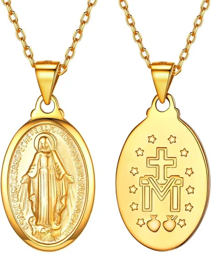 Miniatura 162 de U7 Saint Benedict/Michael Medal Necklace, 316L Stainless Steel Virgin Mary Necklace for Men Women, Bible Verse Protection Necklace Catholic