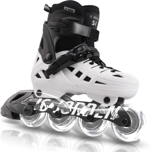 Patines en línea para niños y niñas, 4 tamaños ajustables con ruedas en línea y ruedas completamente iluminadas para mujeres y hombres, carcasa