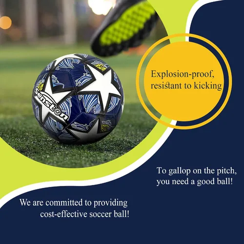 Miniatura 8 de Senston Balón de fútbol talla 3 y talla 4 y talla 5 para niños y adultos, balón de fútbol oficial para partidos y entrenamiento con bomba Azul marino