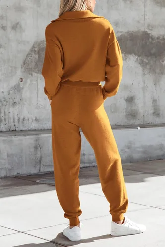 Miniatura 100 de PRETTYGARDEN Conjunto de suéter de 2 piezas para mujer, sudadera con cremallera, pantalones deportivos, ropa casual