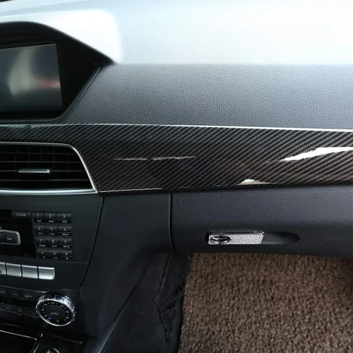 Miniatura 6 de Panel de cubierta de tablero de consola central de automóvil estilo fibra de carbono ABS para Mercedes Benz Clase C W204 2010-2013 Accesorios