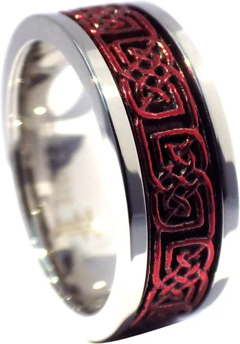 Miniatura 3 de Fantasy Forge Jewelry Anillo giratorio celta rojo para hombre y mujer de acero inoxidable vikingo nórdico antiansiedad tallas 5-17 Metal no precioso
