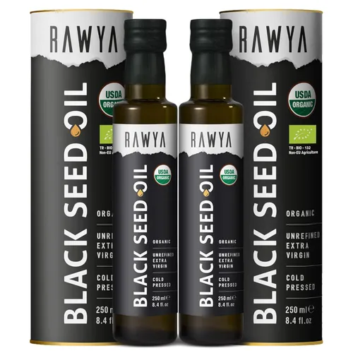 RAWYA Aceite de semilla negra – Nigella sativa orgánica prensada en frío – Origen turco – USDA Orgánico – Suplemento natural – Aceite de semilla de
