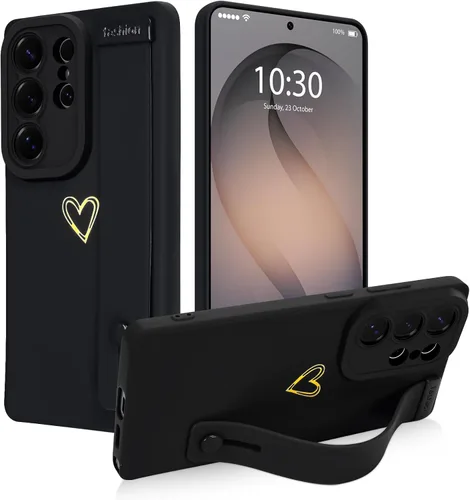 Miniatura 26 de Funda magnética compatible con Samsung Galaxy S25 Ultra para mujeres y hombres, estética flor de durazno, correa de muñeca ajustable incorporada