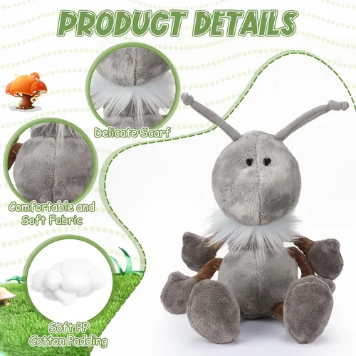 Miniatura 3 de Shappy 3 piezas de hormigas de peluche de hormigas de 12 pulgadas para niños, hormigas de peluche con bufanda, juguetes suaves para niños y niñas