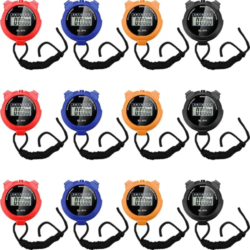 Miniatura 8 de TOODOO Paquete de 12 cronómetros digitales multifunción, cronómetro deportivo a granel con cordón, pantalla de plástico, impermeable, fecha, hora