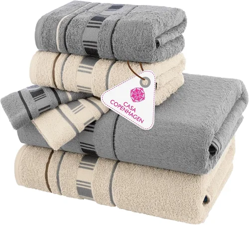 Miniatura 57 de CASA COPENHAGEN Juego de 6 toallas de palomitas de maíz, color azul polvoriento, 21.16 oz/m², 2 toallas de baño, 2 toallas de mano y 2 toallas
