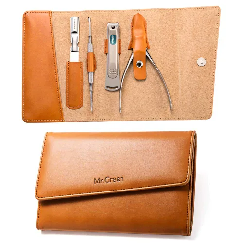 Juego de manicura de 4 piezas, juegos de pedicura, cortaúñas de acero inoxidable profesional cortador de uñas con estuche de viaje