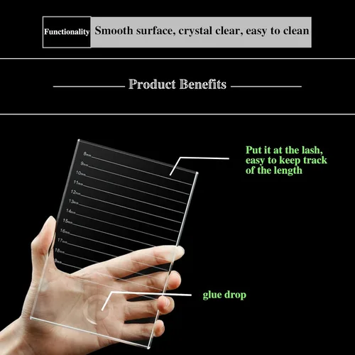 Miniatura 3 de Paquete de 2 bandejas de pestañas de cristal para extensiones de pestañas, azulejos adhesivos transparentes para extensiones de pestañas, bandejas