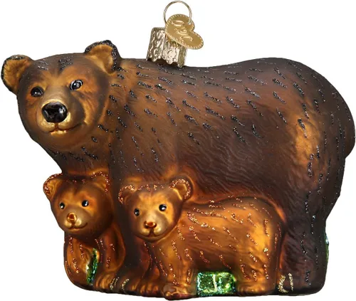 Miniatura 6 de Old World Christmas Adorno de cristal soplado de oso de Navidad para árbol de Navidad, decoración navideña artesanal, colección de animales de vida