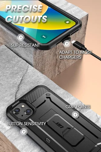 Miniatura 7 de SUPCASE Funda para iPhone 14 con soporte y clip para cinturón (Unicorn Beetle Pro), [protector de pantalla integrado]
