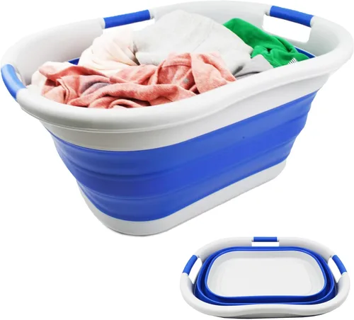 Miniatura 10 de SAMMART Cesta plegable de plástico para la ropa sucia de 40 L (10.5 galones), contenedor de almacenamiento plegable, organizador y tina de lavado