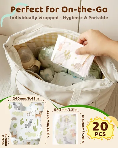 Miniatura 9 de Lictin Disposable Baby Bibs, Individually Packaged, Hygienic and Convenient for Toddler, Baby Travel Essentials, 20/50pcs
