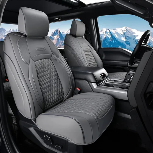 Miniatura 15 de Coverado Fundas de Asientos de Automóvil Juego Completo, Fundas de Asientos de Automóvil de Cuero Impermeables para Dodge RAM 1500 Compatible