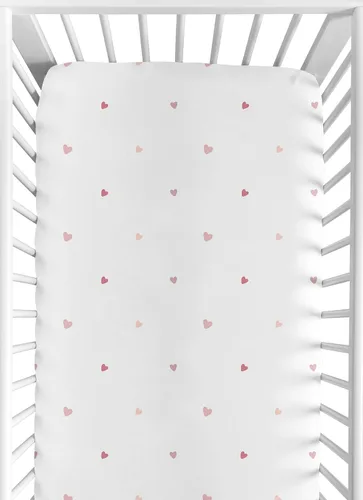 Miniatura 10 de Sweet JoJo Designs Sábana bajera ajustable para cuna portátil para bebé niña coral y turquesa para colección de plumas, para mini cuna o paquete