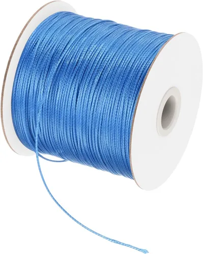 Miniatura 123 de MECCANIXITY Cordón encerado de poliéster encerado de 0.020 in, cuerda de cera de 175 yardas para hacer pulseras, collares, cuentas, joyería y Negro