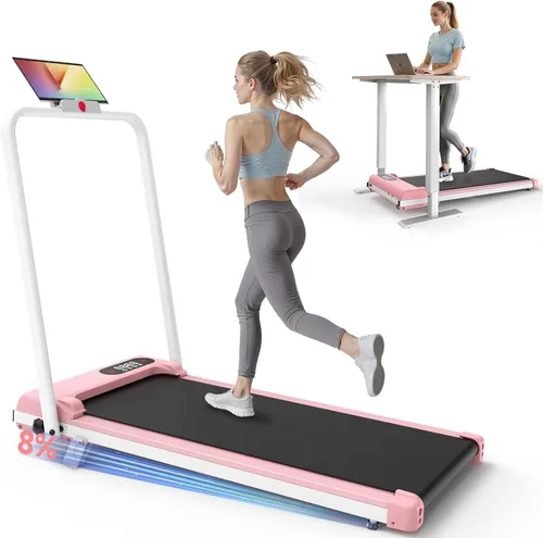 Miniatura 10 de Walking Pad Treadmill with Handle Bar,Walking Pad with Incline 8%,2.5HP Quiet Under Desk 320 lbs 2 in 1Treadmills for Home Office,Compact Foldable