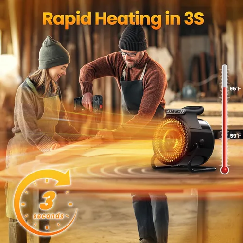 Miniatura 6 de Calentador de espacio para uso en interiores con control remoto, calentador portátil de 1500 W con termostato pantalla digital, protección contra