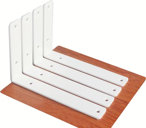 Miniatura 100 de Paquete de 12 soportes de estante en L de 8 pulgadas de largo x 6 pulgadas de alto x 1.5 pulgadas de ancho, 5 mm de grosor, soporte de estante en L