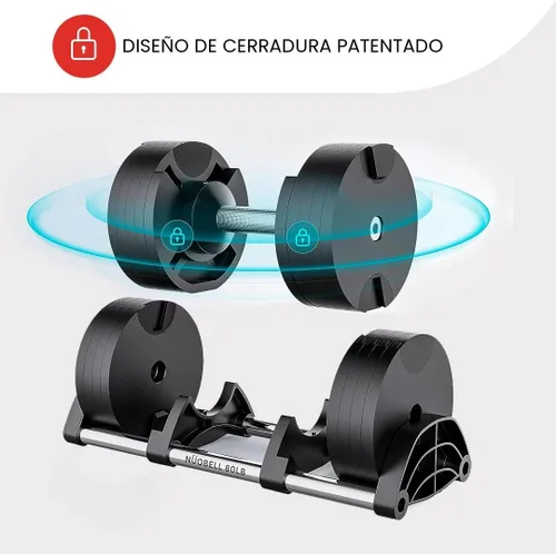 Miniatura 4 de Nuobell - Mancuernas ajustables de 5-80 libras: Reemplazan 16 juegos, ideales para banco de pesas y prensa de gimnasio en casa